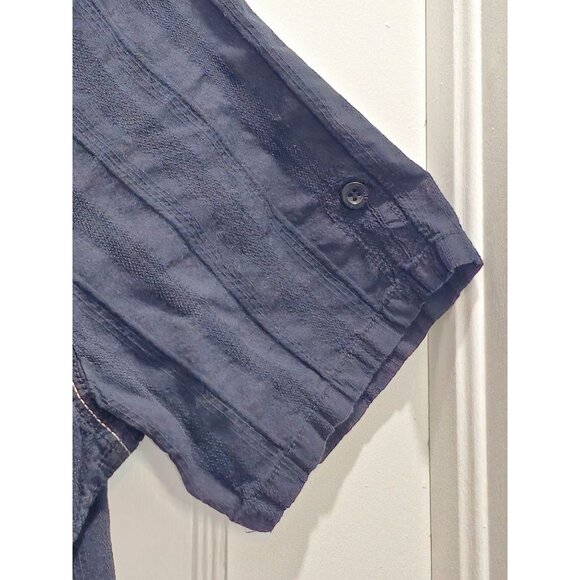 Point Zero Black Label Semi-Fit M Men's Short Sleeve Shirt - Navy Button Down - Picture 8 of 16